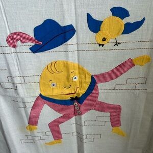 Vintage Humpty Dumpty Appliqué Fabric Panel!